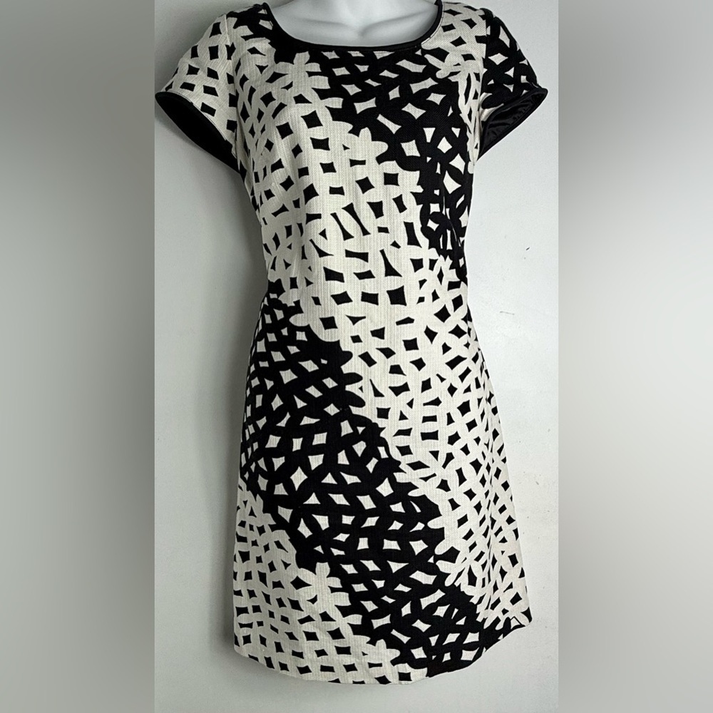 Talbots Elegant Black and White Patterned Dress